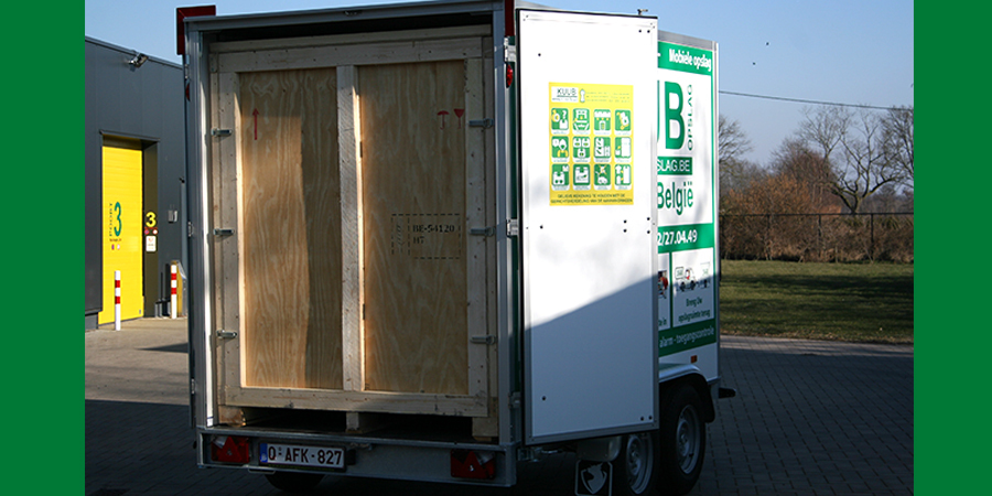 Mobiele opslagbox in aanhangwagen